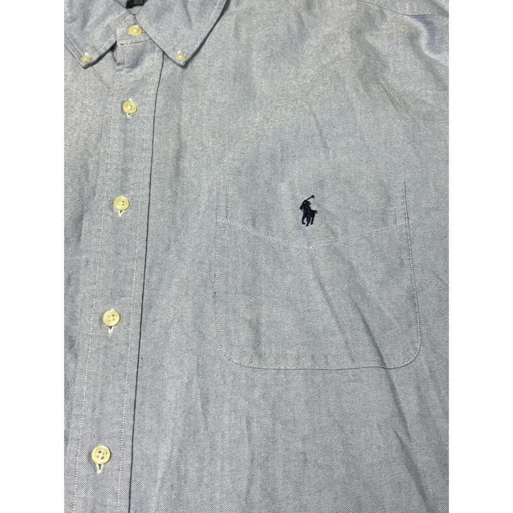 Polo Ralph Lauren Big Shirt Mens XL Light Blue Oxford Button Down Sleeve Pony